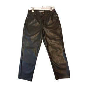 ZARA Faux leather black mom fit pants. Size 10.